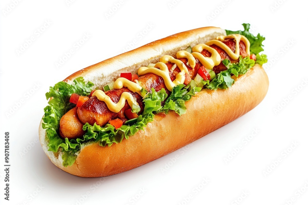 HOT DOG isolated on white background, clipping path, full depth of field , ai HOT DOG isolated on white background, clipping path, full depth of field , ai