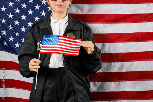Young female police officer...