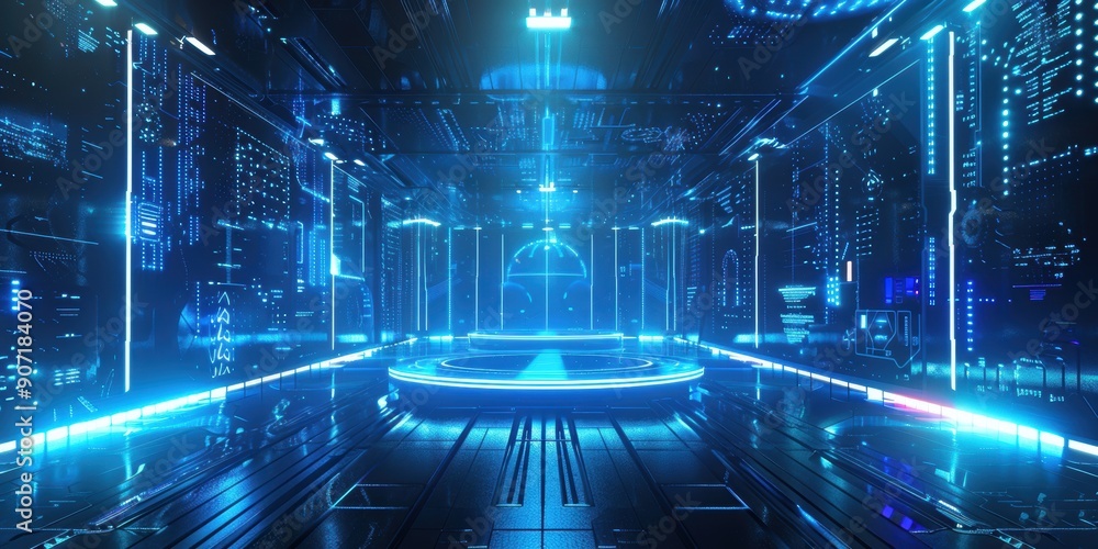 Futuristic Sci-Fi Corridor with Neon Lights Futuristic Sci-Fi Corridor with Neon Lights