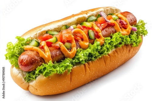 Wallpaper Mural HOT DOG isolated on white background, clipping path, full depth of field , ai Torontodigital.ca