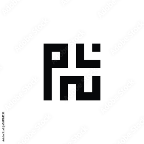 Letter P, L and N square geometric symbol simple logo vector