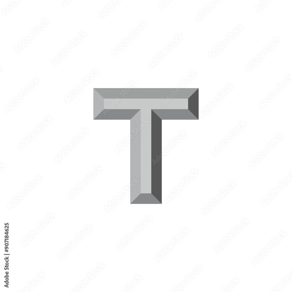 letter T silver, 3d geometric symbol simple logo vector letter T silver, 3d geometric symbol simple logo vector