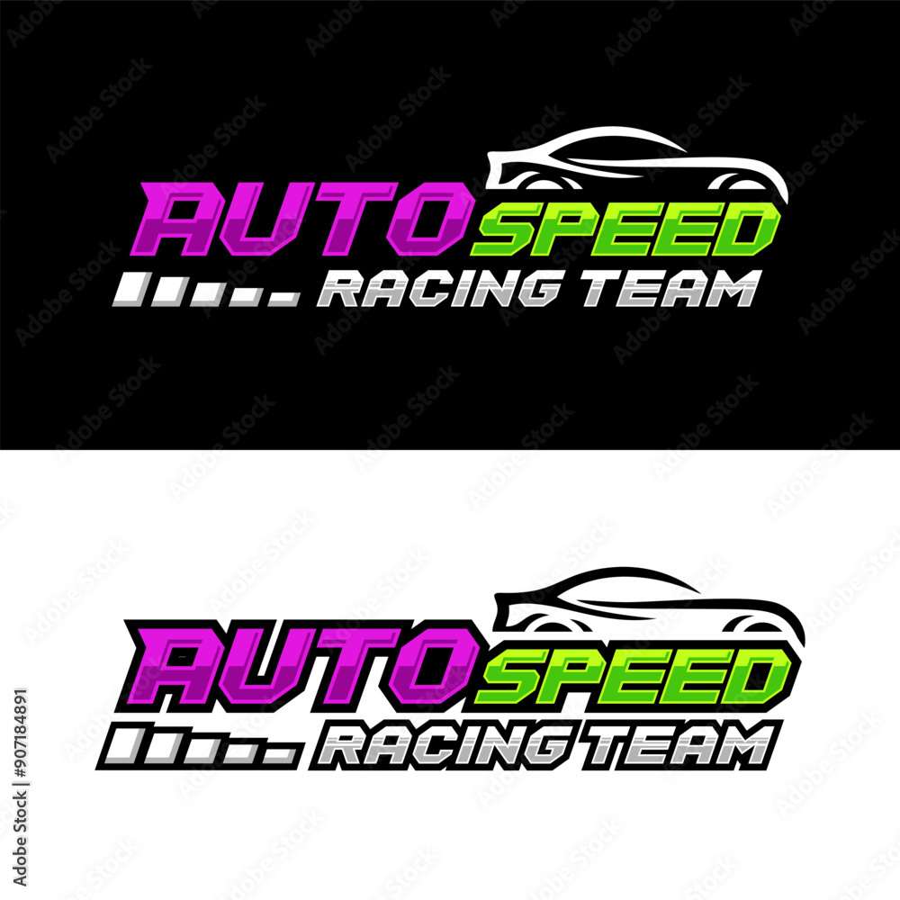 Auto speed racing team logo design collection