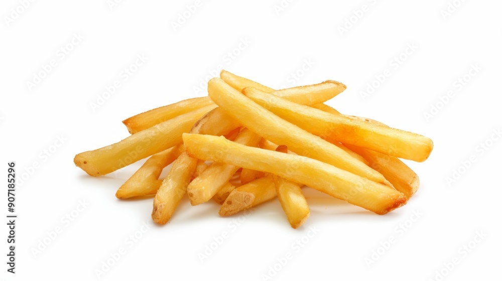 A pile of french fries on a white background A pile of french fries on a white background