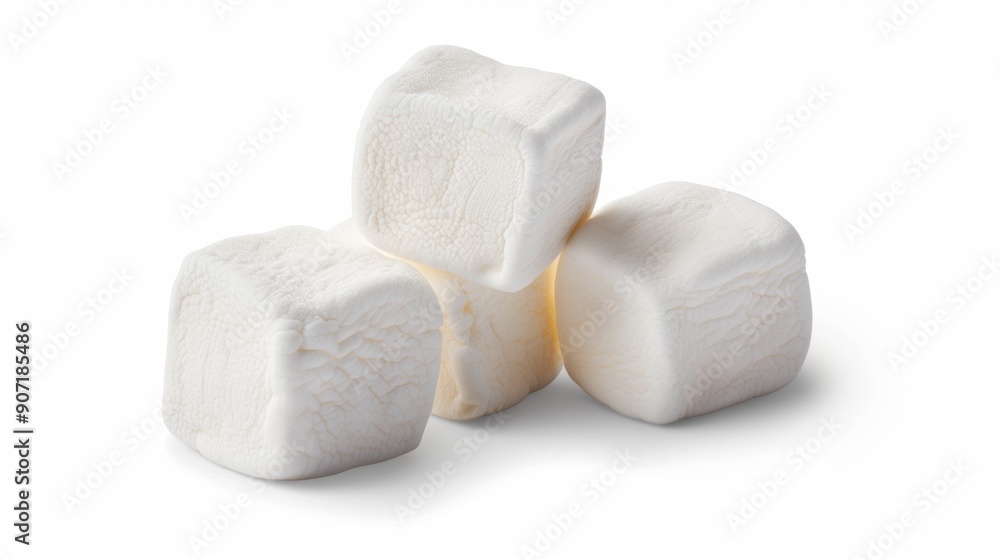 Three white marshmallows stacked on top of each other Three white marshmallows stacked on top of each other