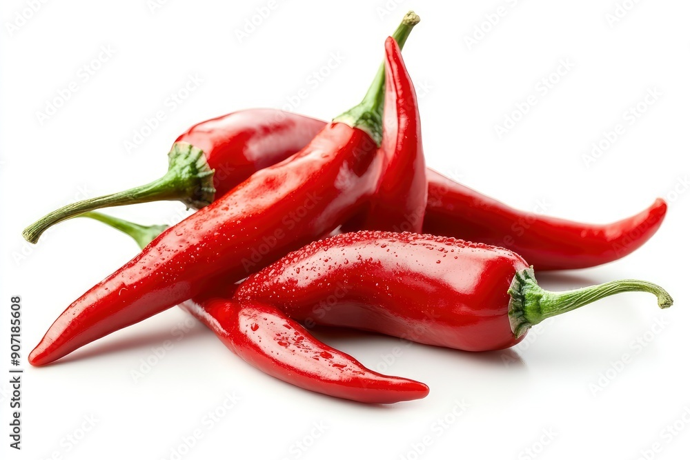 red hot Chili Peppers isolated on white background, full depth of field, ai red hot Chili Peppers isolated on white background, full depth of field, ai