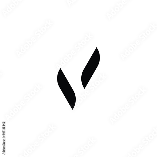 Letter v two leaves geometric symbol simple logo vector