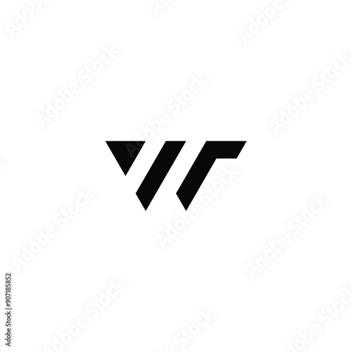 Letter w r modern geometric symbol simple logo vector