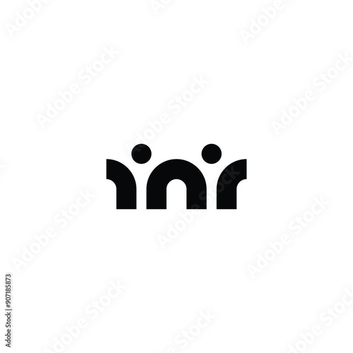 Letter w and n people geometric symbol simple logo vector