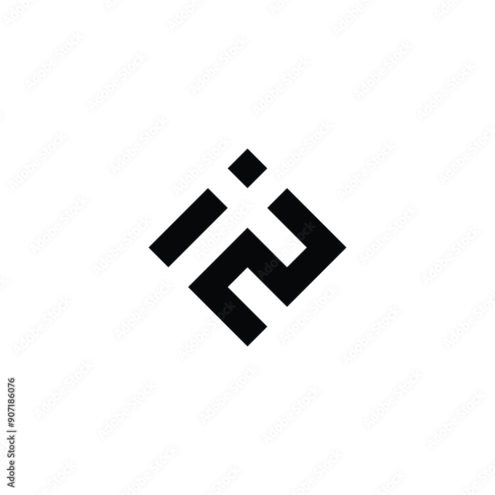 Fototapeta premium Letter i, x and 2 square geometric symbol simple logo vector