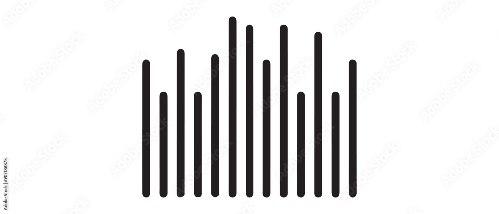 Sound wave audio black icon noise play volume design. Sound wave audio black icon noise play volume design.