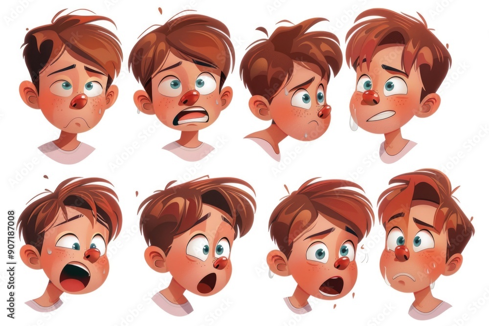 A collection of cartoon characters showing various emotions and facial expressions A collection of cartoon characters showing various emotions and facial expressions