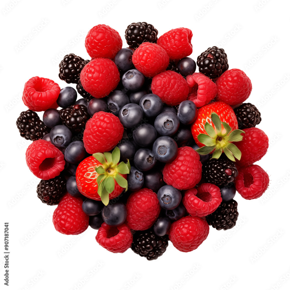 Fresh Assorted Berries On Transparent Background Fresh Assorted Berries On Transparent Background