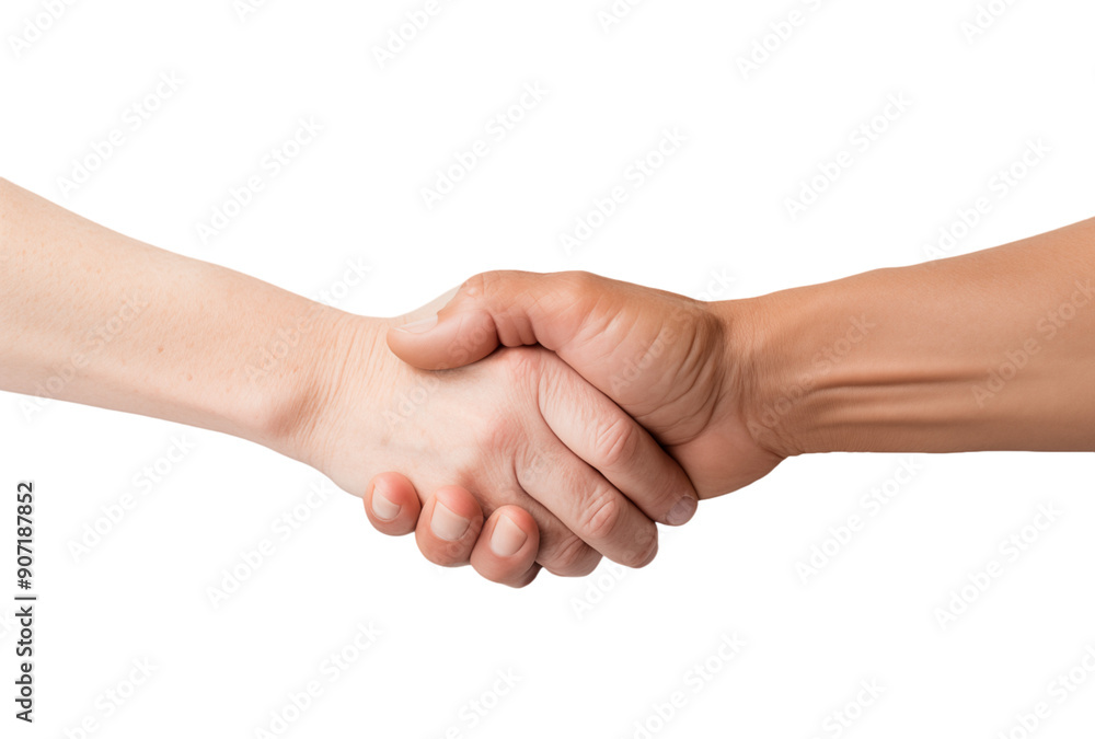 Close-Up Of Interracial Handshake On Transparent Background Close-Up Of Interracial Handshake On Transparent Background