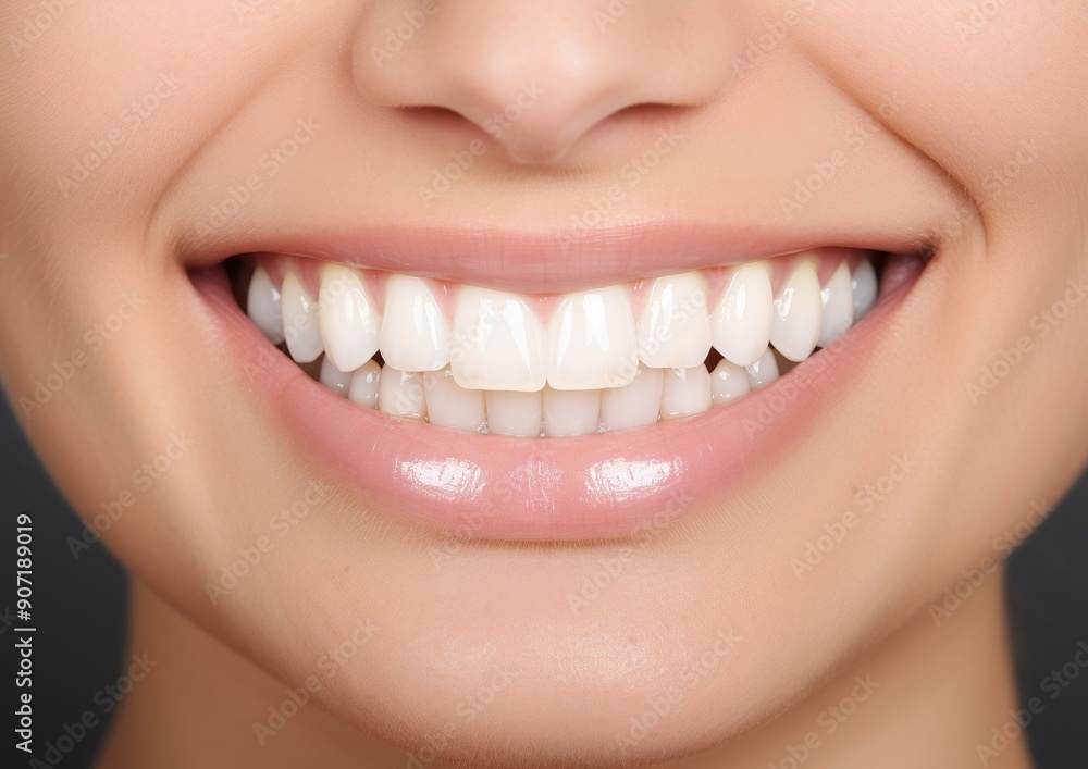 Obraz premium Close-up of a Woman's Smile with White Teeth