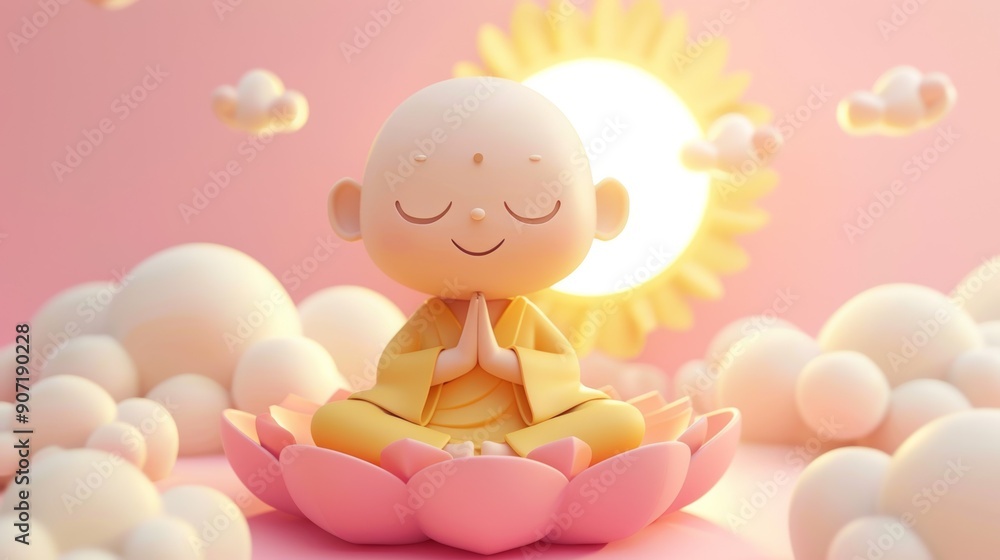 Baby in lotus. Selective focus background and copy space Baby in lotus. Selective focus background and copy space