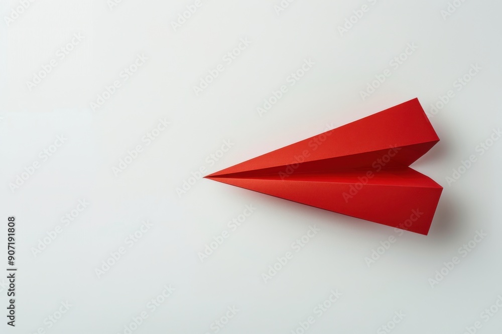 Serene silhouette of a red paper plane flying gracefully in the sky Serene silhouette of a red paper plane flying gracefully in the sky