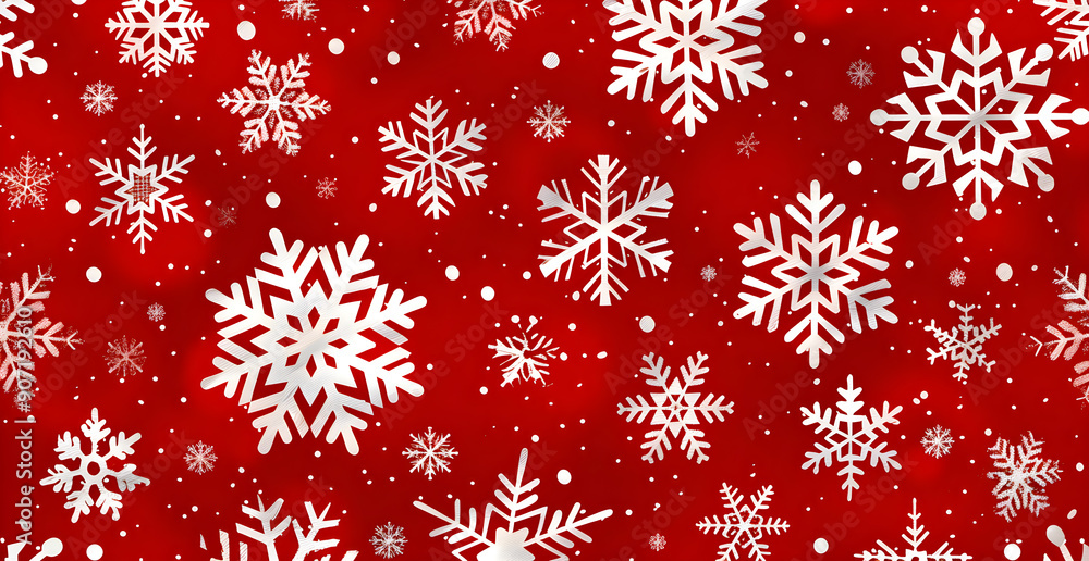 A red background with white snowflakes scattered all over it A red background with white snowflakes scattered all over it