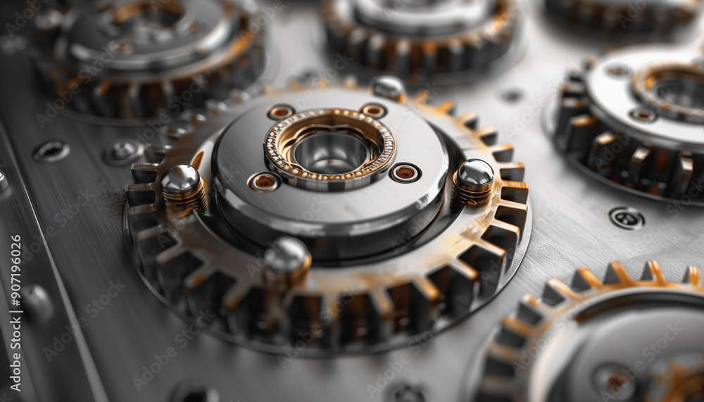 Detailed close-up of industrial gears with metallic textures and mechanical precision
Detailed close-up of industrial gears with metallic textures and mechanical precision