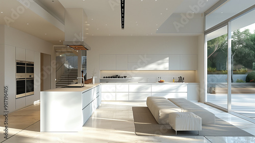 Modern home kitchen interior bright furniture design