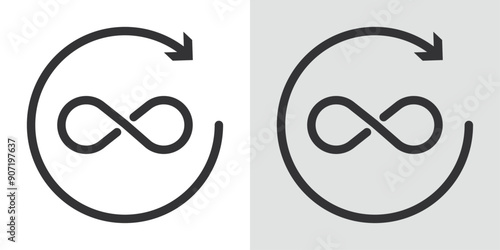 Continuous changes icon Black line art vector logo set