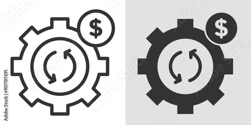 Costs optimization Icon Black line art vector logo set