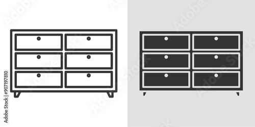 Dresser icon Black line art vector logo set