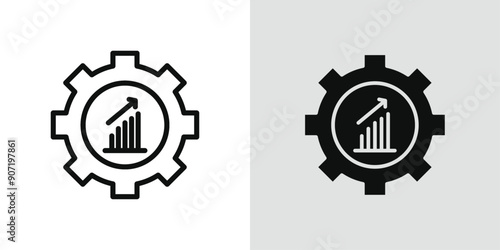 Efficiency icon Black line art vector logo set