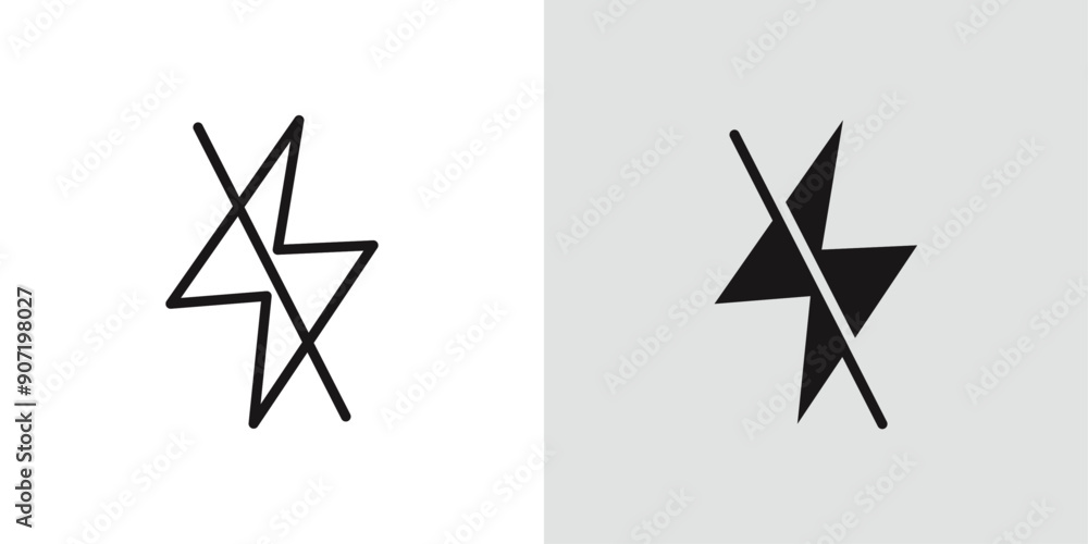 Flash off icon Black line art vector logo set Flash off icon Black line art vector logo set