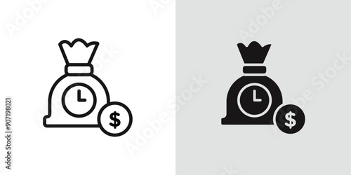fixed deposit icon Black line art vector logo set