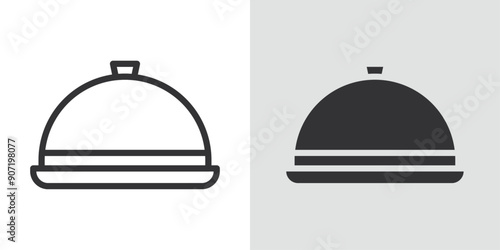 Food tray icon Black line art vector logo set