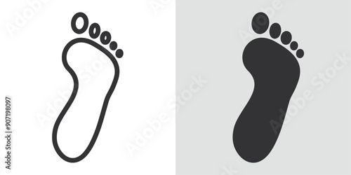 Footprint icon Black line art vector logo set