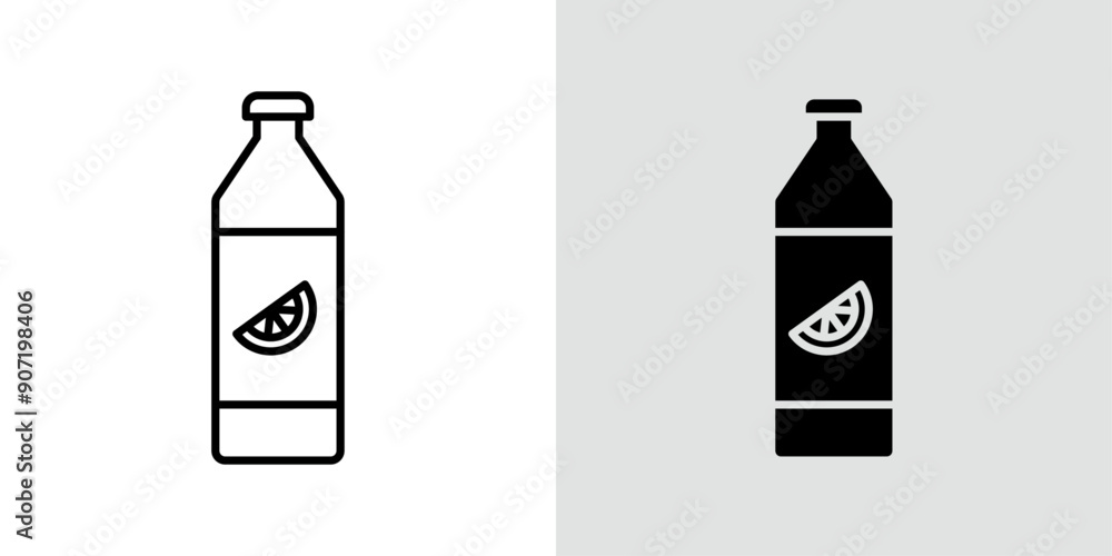 Juice bottle icon Black line art vector logo set Juice bottle icon Black line art vector logo set