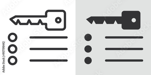 Key takeaway icon Black line art vector logo set
