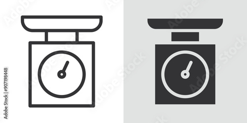 Kitchen scales icon Black line art vector logo set