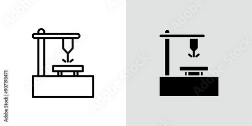 Laser machine icon Black line art vector logo set