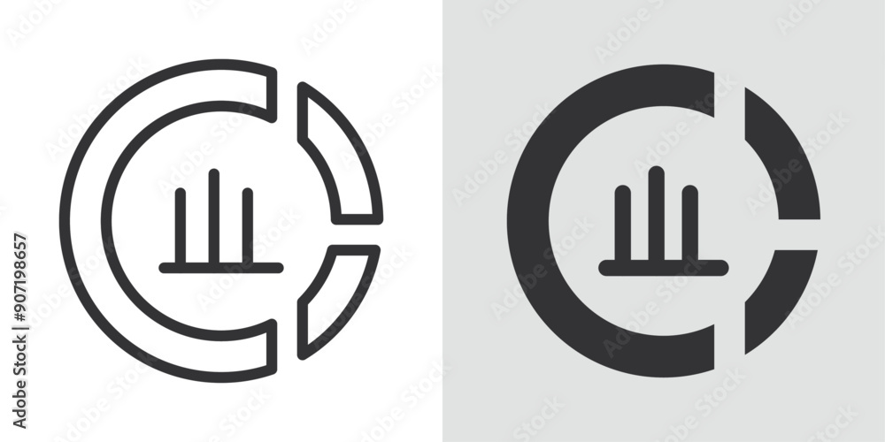 Market share icon Black line art vector logo set Market share icon Black line art vector logo set