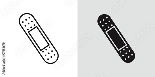 Medical patch icon Black line art vector logo set