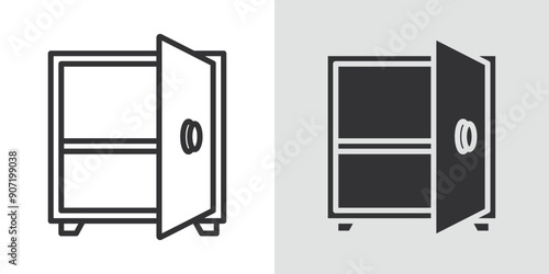 Open safe icon Black line art vector logo set
