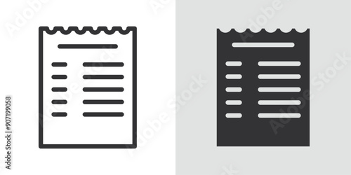 paper check receipt icon Black line art vector logo set