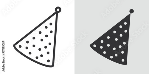 Party hat icon Black line art vector logo set