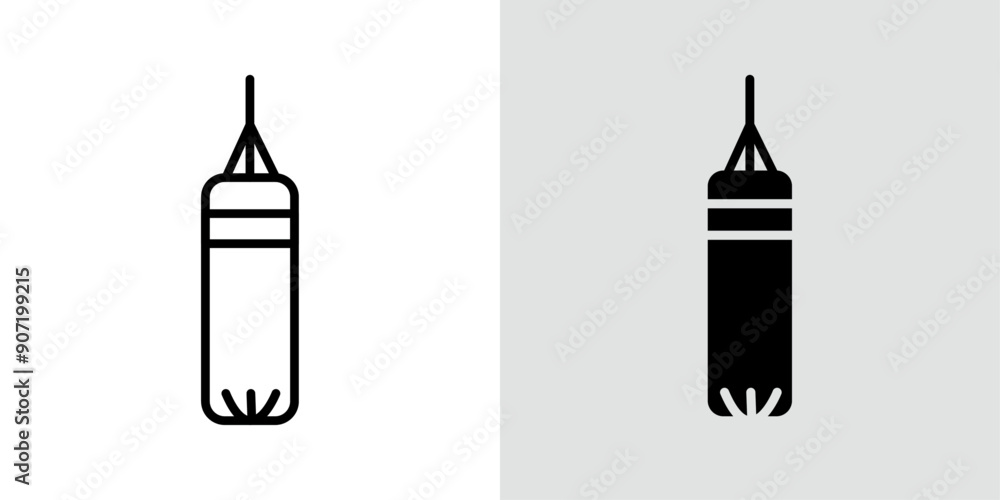 Punching bag icon Black line art vector logo set Punching bag icon Black line art vector logo set