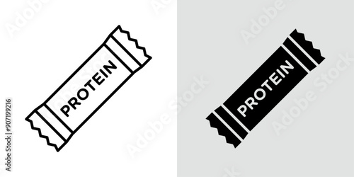 Protein bar icon Black line art vector logo set