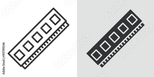 Ram memory icon Black line art vector logo set