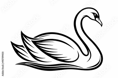 Elegant Swan Silhouette Vector Line Art USA Illustration, United States Vector Logo Icon, Vector USA Clipart, Graphic Element, Decoration Vector Resource © CreativeDesigns