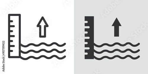 sea level icon Black line art vector logo set
