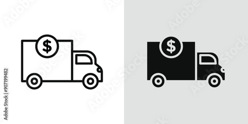 Shipping charges icon Black line art vector logo set
