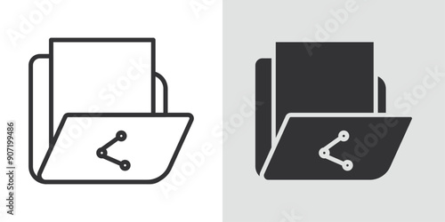 Share folder line icon Black line art vector logo set