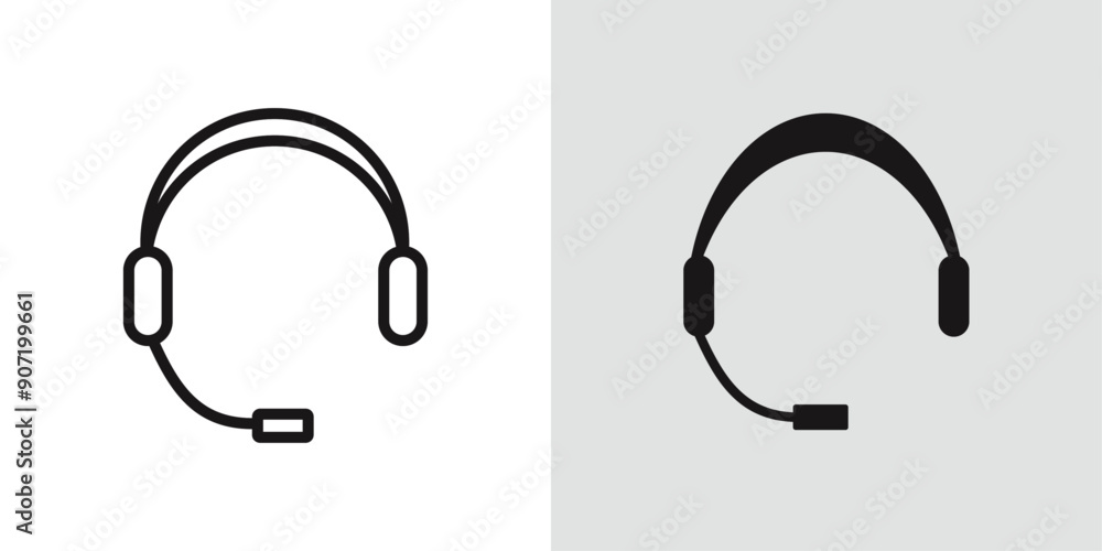 Support headset icon Black line art vector logo set Support headset icon Black line art vector logo set