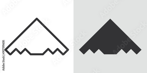 Stealth plane icon Black line art vector logo set